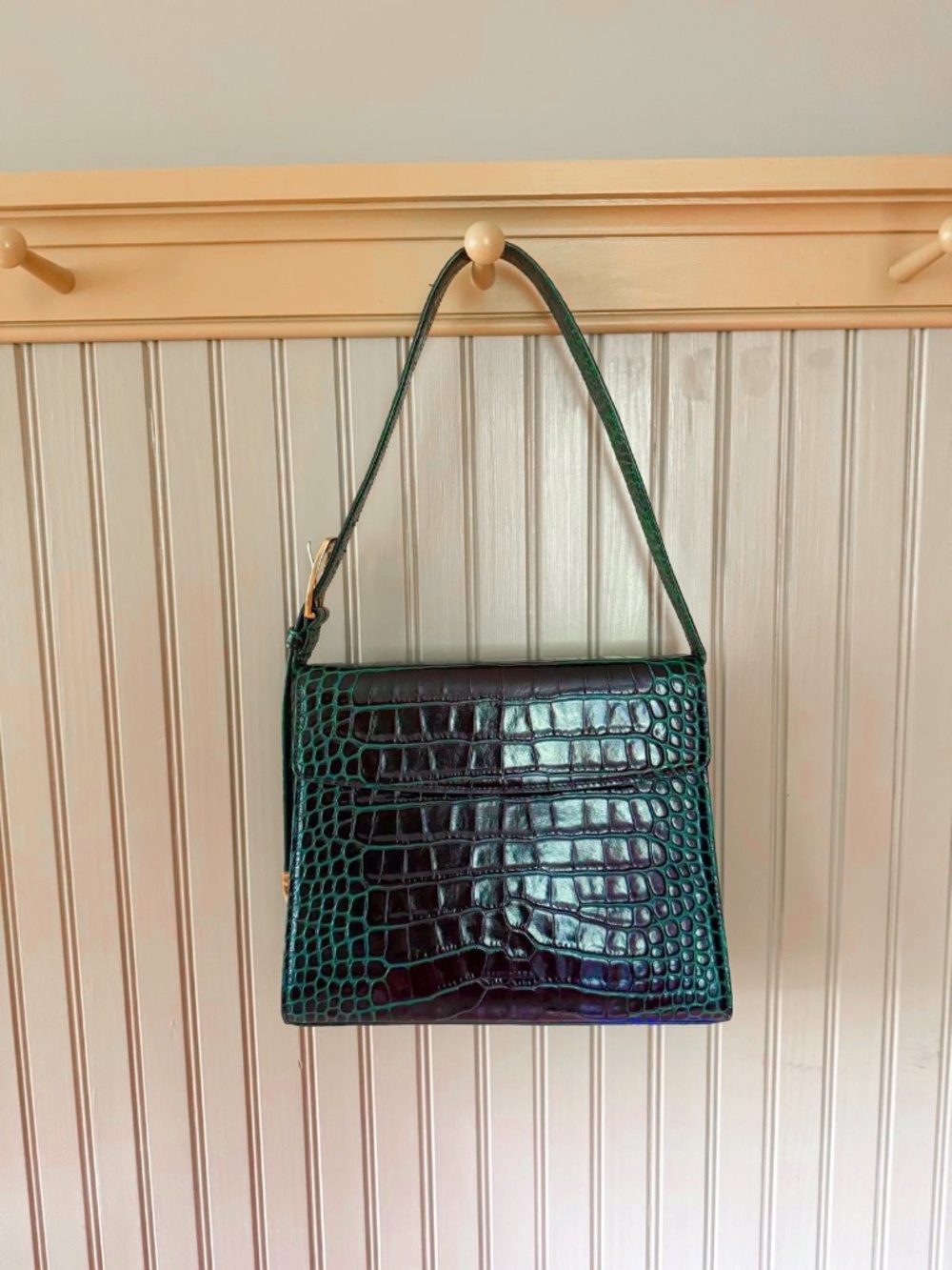 Balenciaga RARE Croc Embossed Leather Ghost Shoulder Flap Bag with GHW